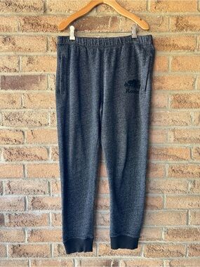 ROOTS Black Pepper Original Slim Cuff Sweatpants Joggers Logo Athleisure